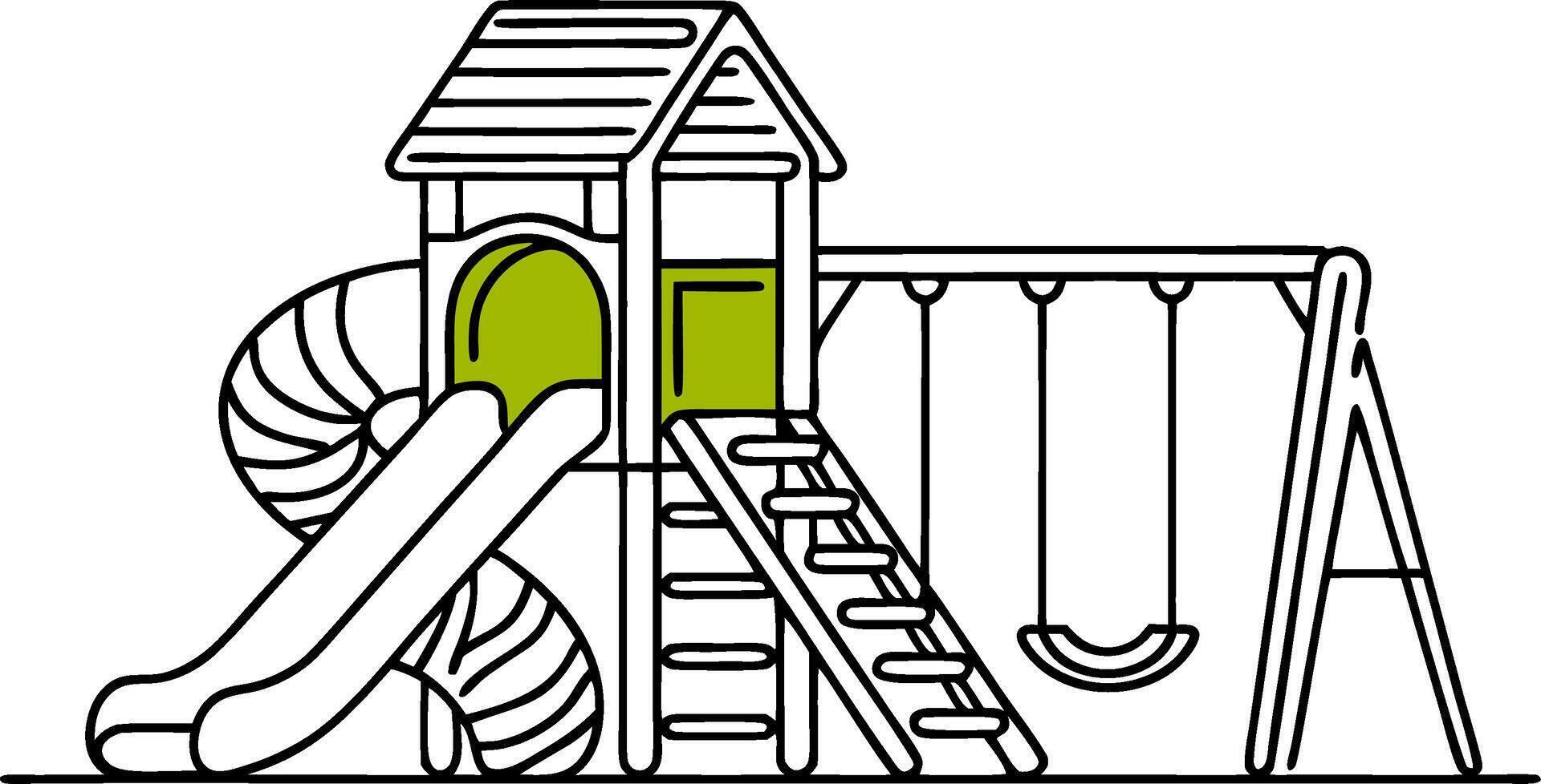 Playground Equipment with Slide Swingset and Tower Illustration vector