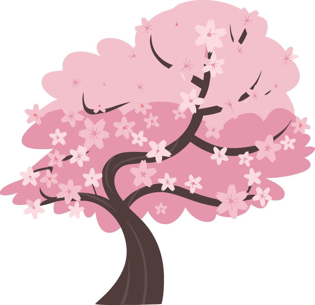 Pink Cherry Blossom Tree Illustration for Nature and Spring Themes vector