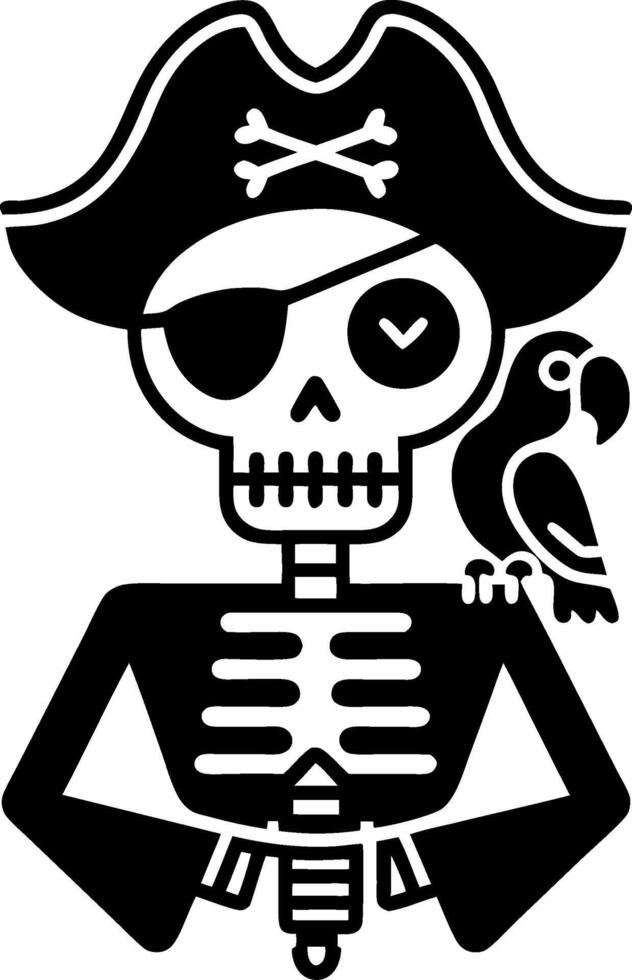 Pirate Skeleton Art with Parrot in Halloween Costume Design vector