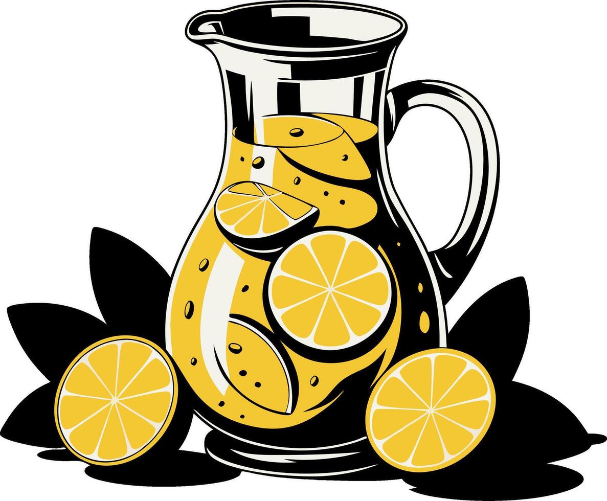 Refreshing Lemonade Pitcher and Citrus Slices for Summer Beverage Graphics vector