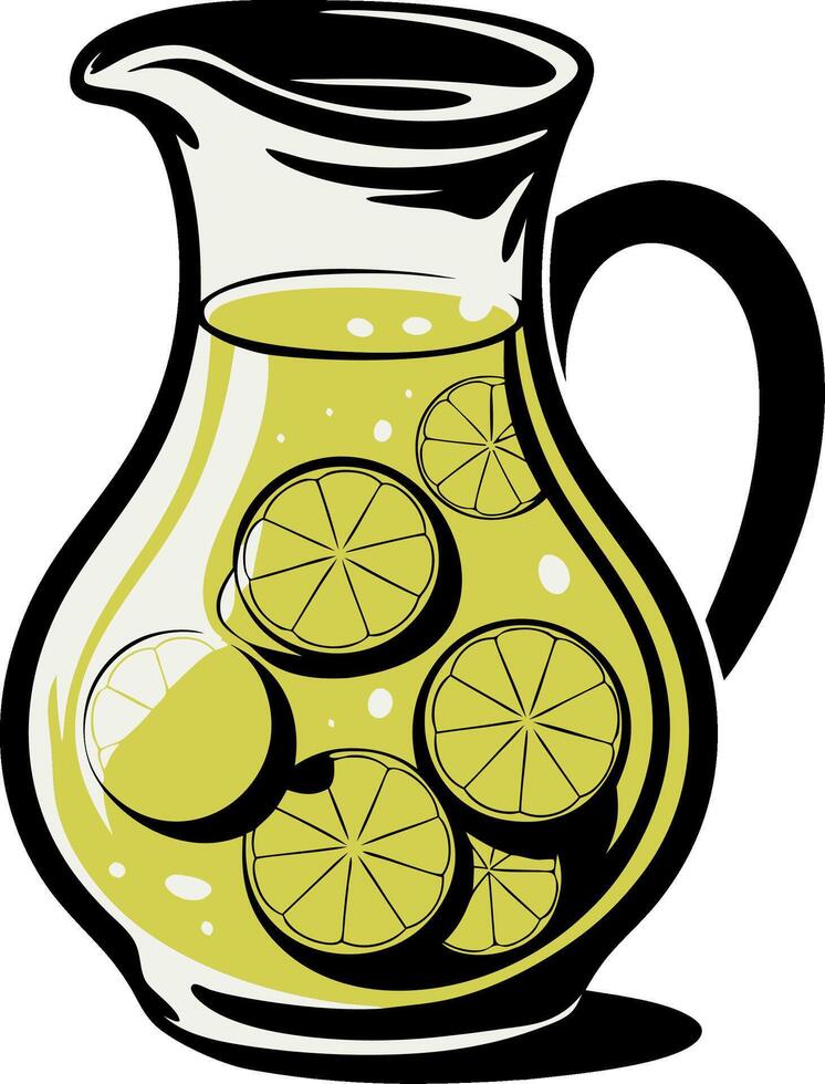 Refreshing Lemonade Illustration with Sliced Citrus and Pitcher Design vector