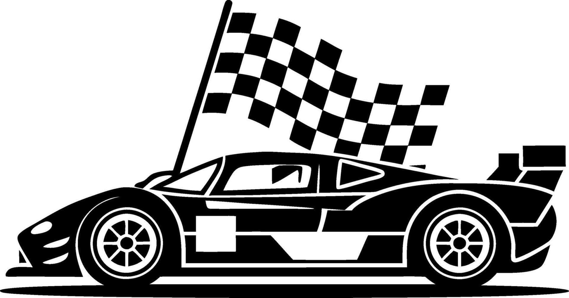 Racing Car with Checkered Flag Illustration for Motorsport Enthusiasts vector