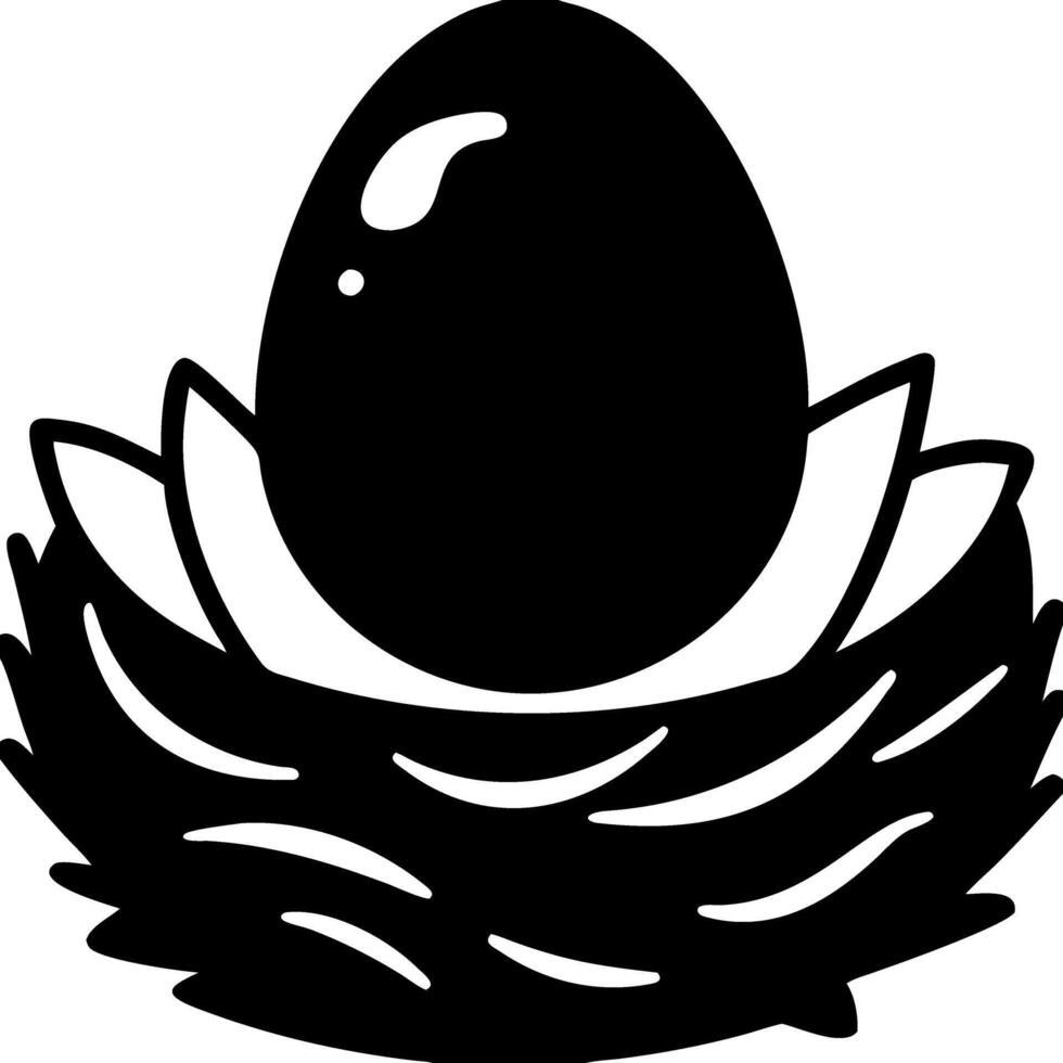 Black Egg in Nest Nature Wildlife Illustration vector