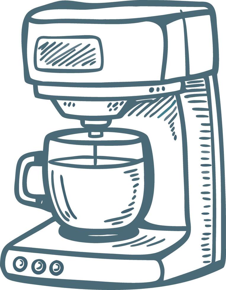 Coffee Maker Line Art Illustration for Kitchen and Beverage Designs vector