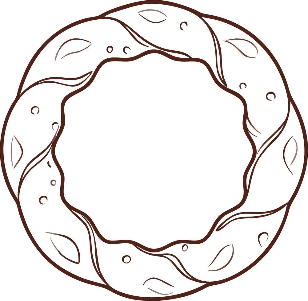 Ornate Circular Frame with Leaf and Swirl Design Illustration vector