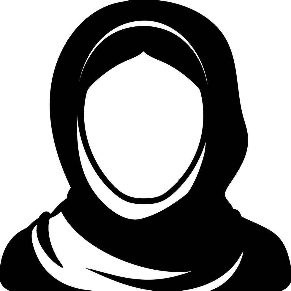Muslim Woman Silhouette Hijab Portrait Illustration for Cultural Representation vector