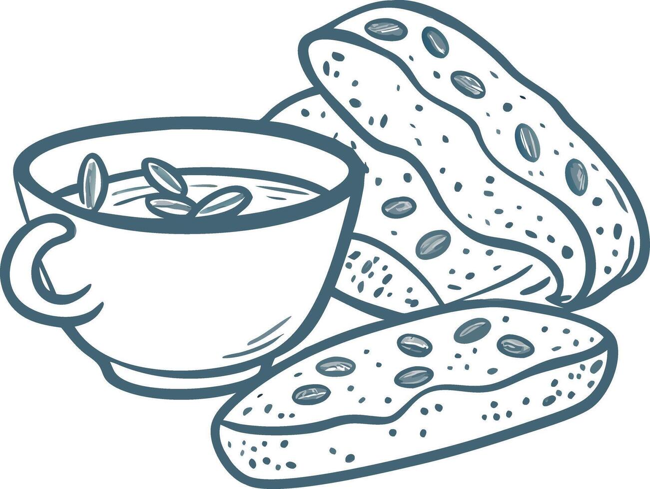 Hand Drawn Soup Bowl with Seeded Bread Illustration for Food Design vector