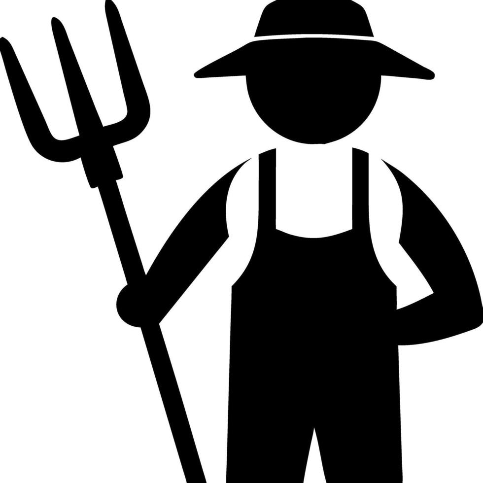 Farmer Silhouette Holding Pitchfork Symbolizing Agriculture vector