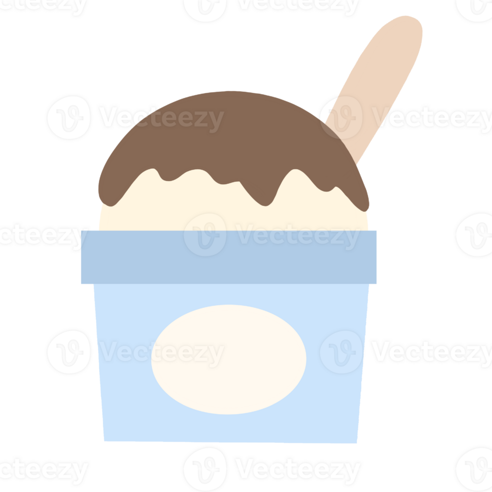 Ice cream cup collage flavored with vanilla, chocolate sauce png