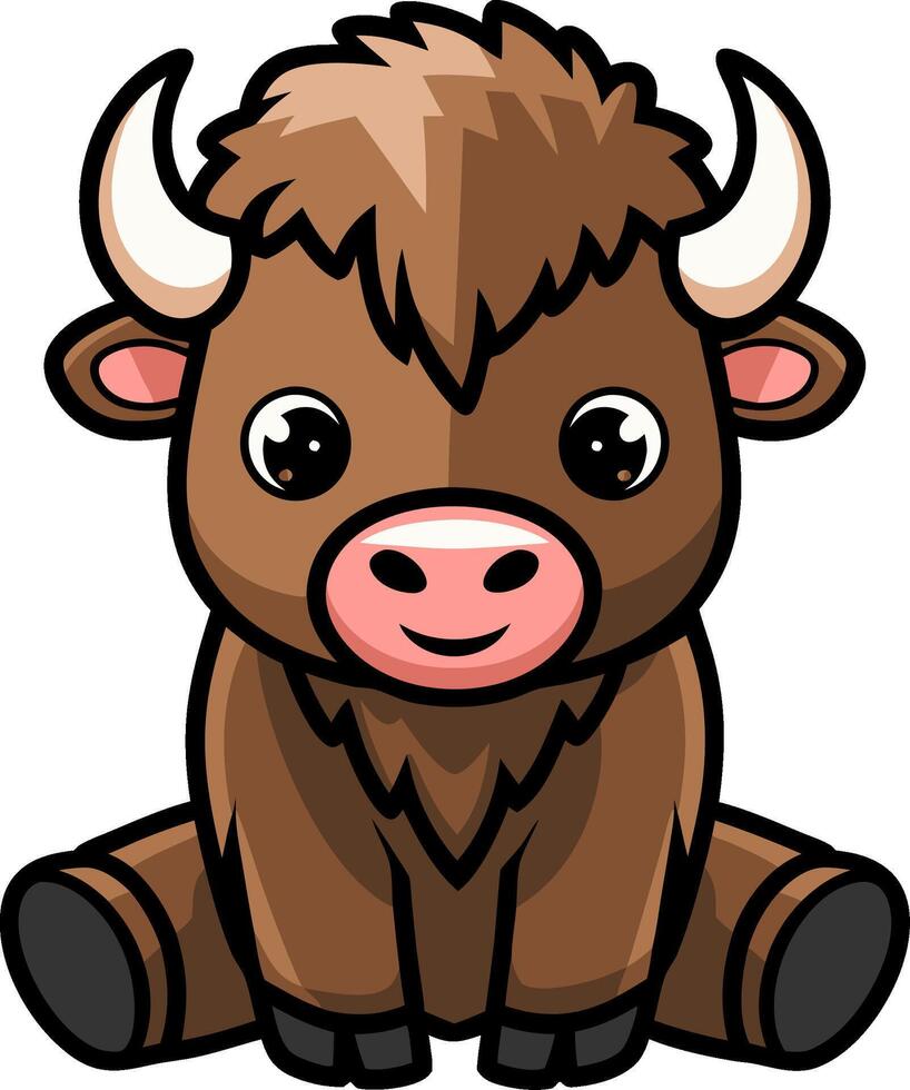 Cute Cartoon Bison Art Perfect for Children's Book Illustrations and Educational Materials vector