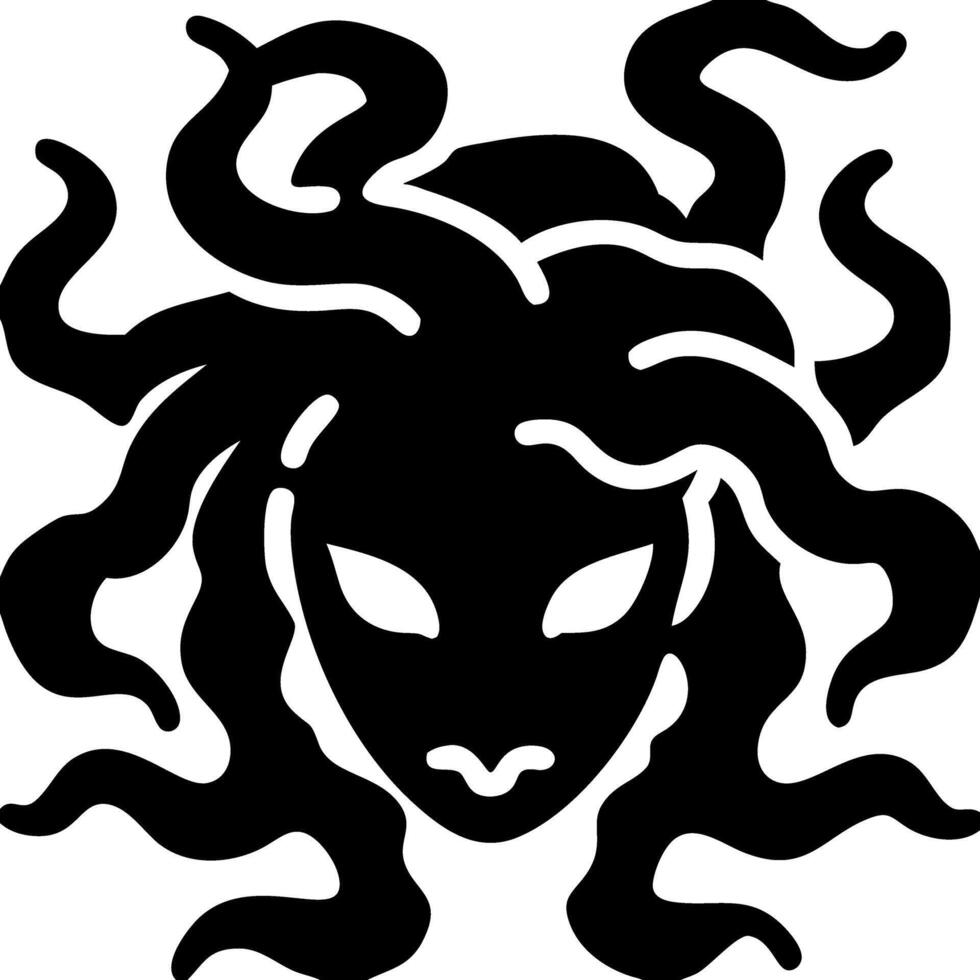 Closeup Abstract Medusa Head Snake Hair Mythology Symbol vector
