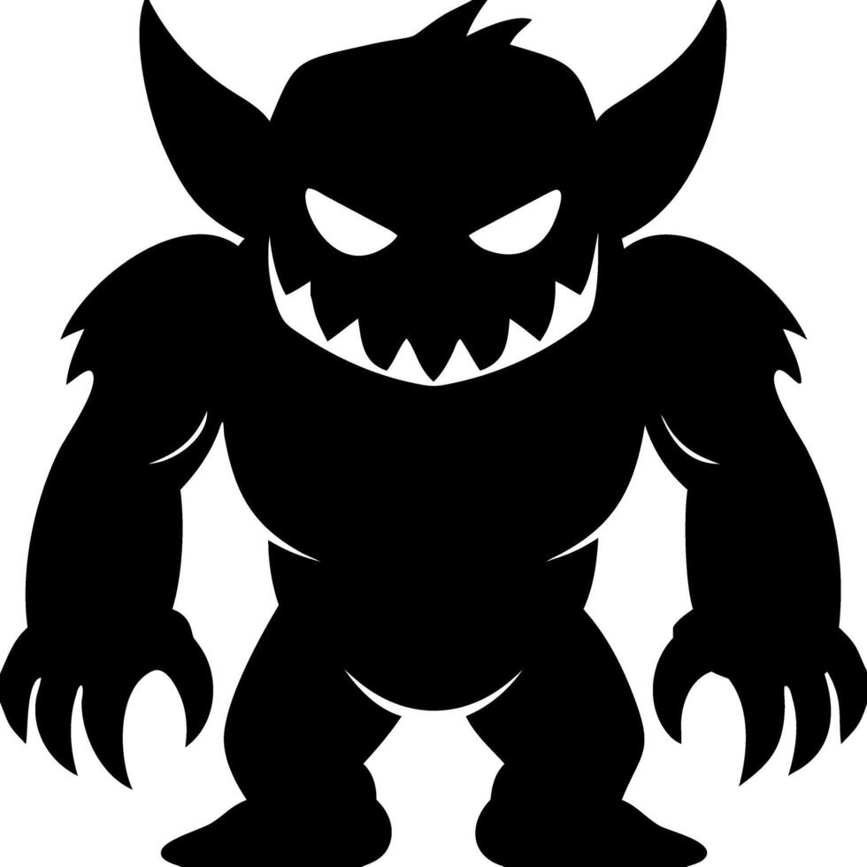 Fierce Goblin Silhouette Fantasy Creature Illustration vector
