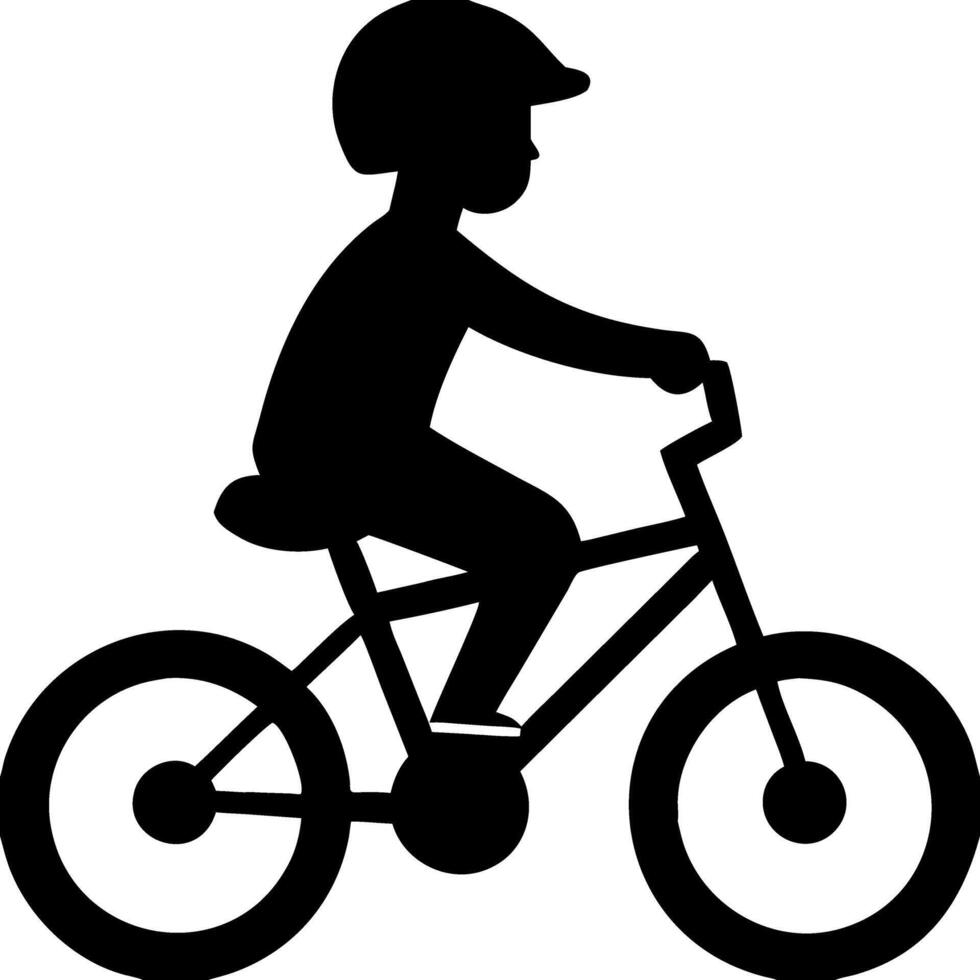 Silhouette of Child Riding Bicycle Outdoor Recreation Minimalist Art vector