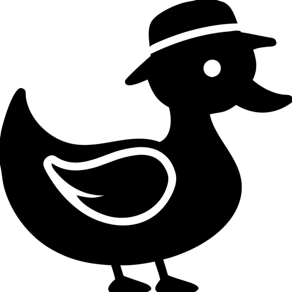 Duck Silhouette with Hat Cartoon Illustration for Children's Designs vector