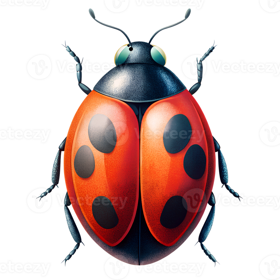 illustration style of red ladybug isolated on transparent background png