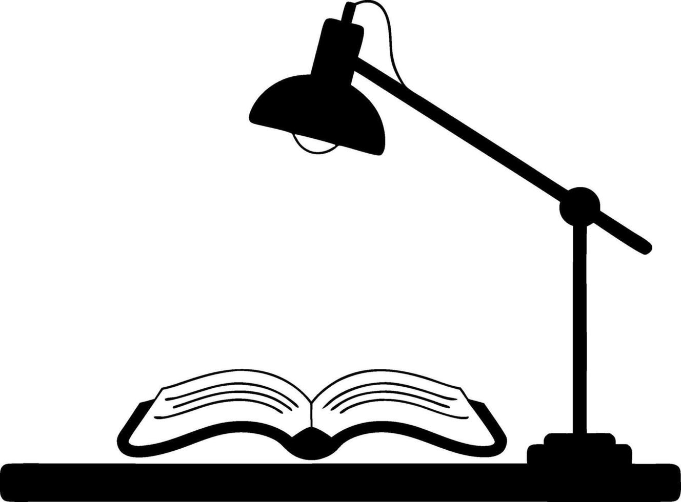 Desk Lamp Illuminating Open Book Minimalist for Study or Reading Themes vector