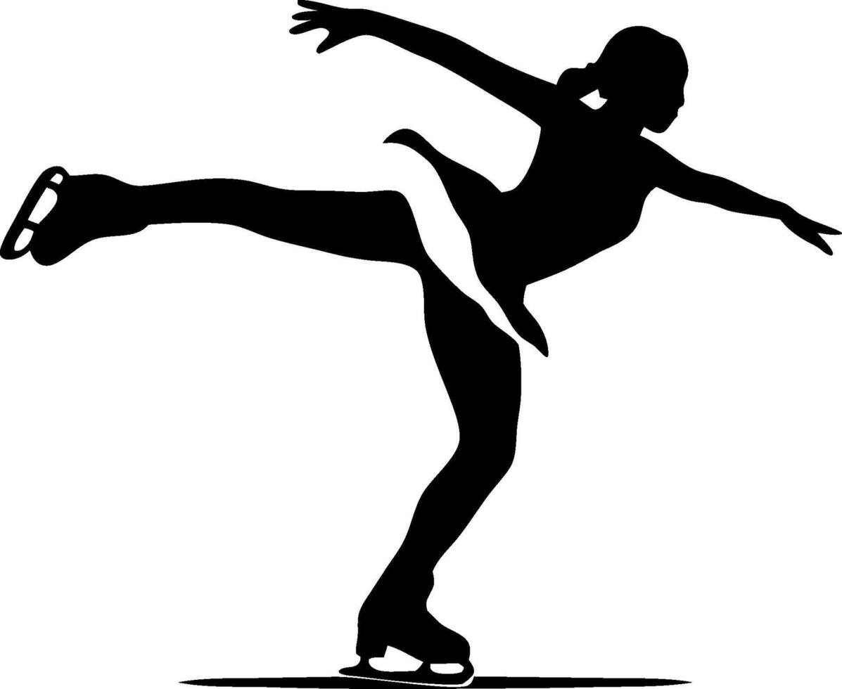 Elegant Figure Skater Silhouette with Graceful Pose on Ice vector