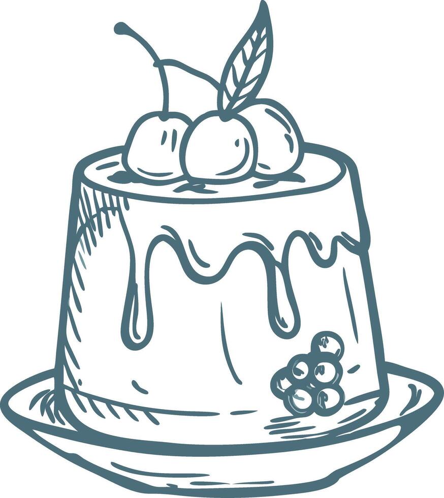 Delicious Fruit Topped Cake Illustration Perfect for Bakery Decorations and Recipe Designs vector