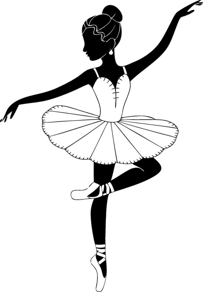 Elegant Ballet Dancer Silhouette in Graceful Pose Art vector