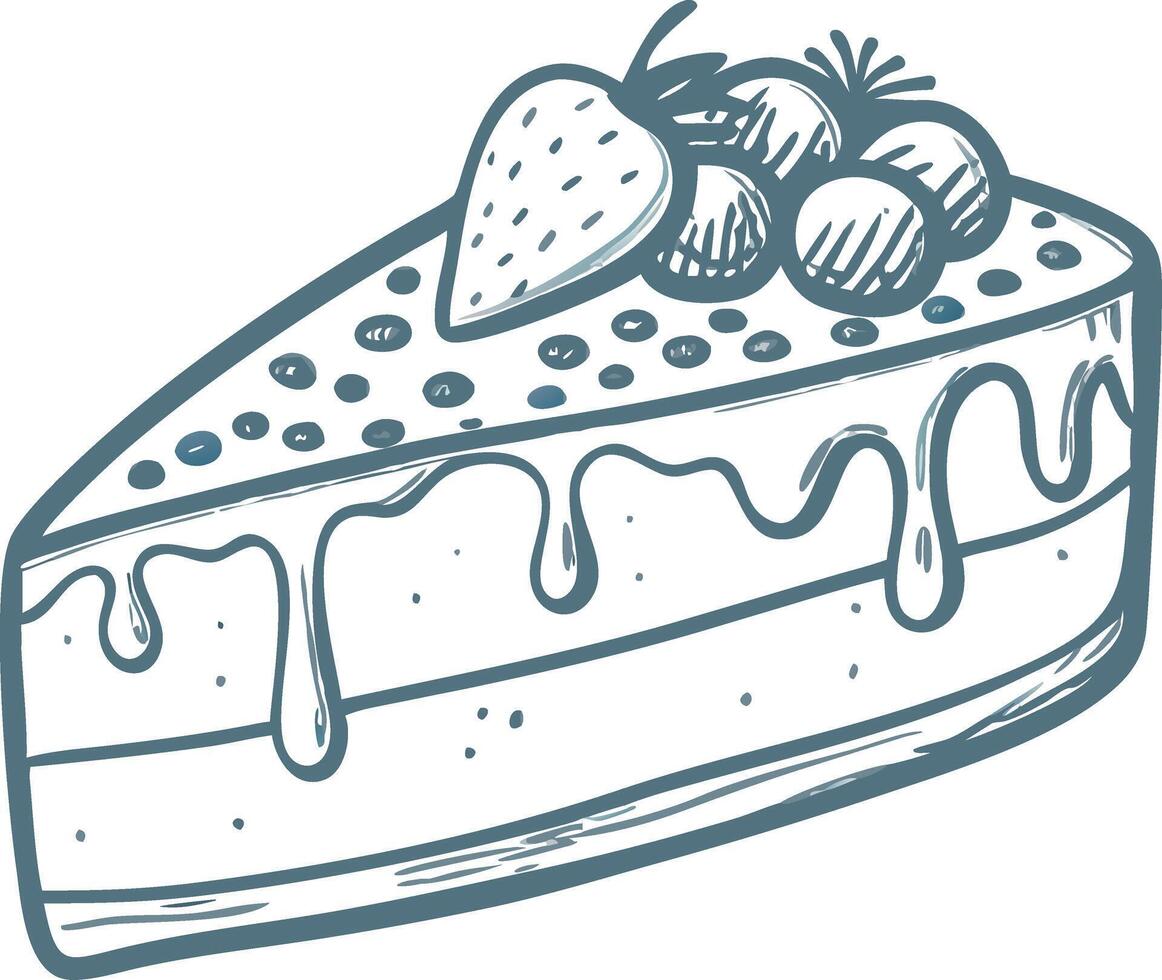 Delicious Strawberry Topped Cake Slice Illustration for Culinary Design vector