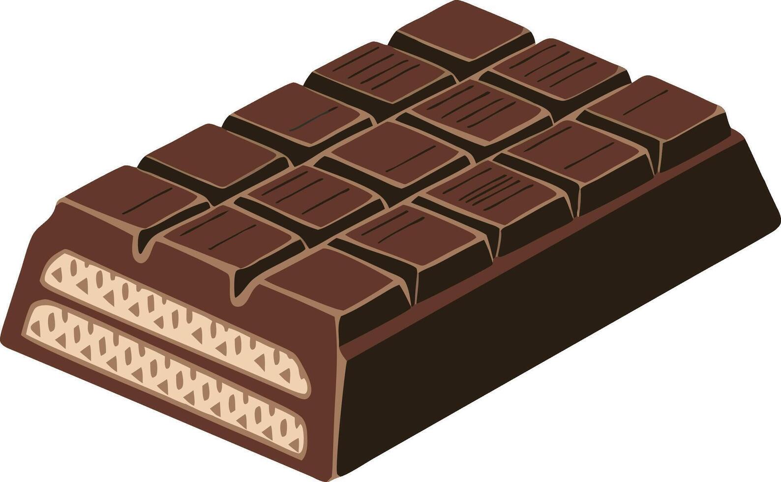 Delicious Chocolate Bar with Filled Layers Illustration for Confectionery Design vector