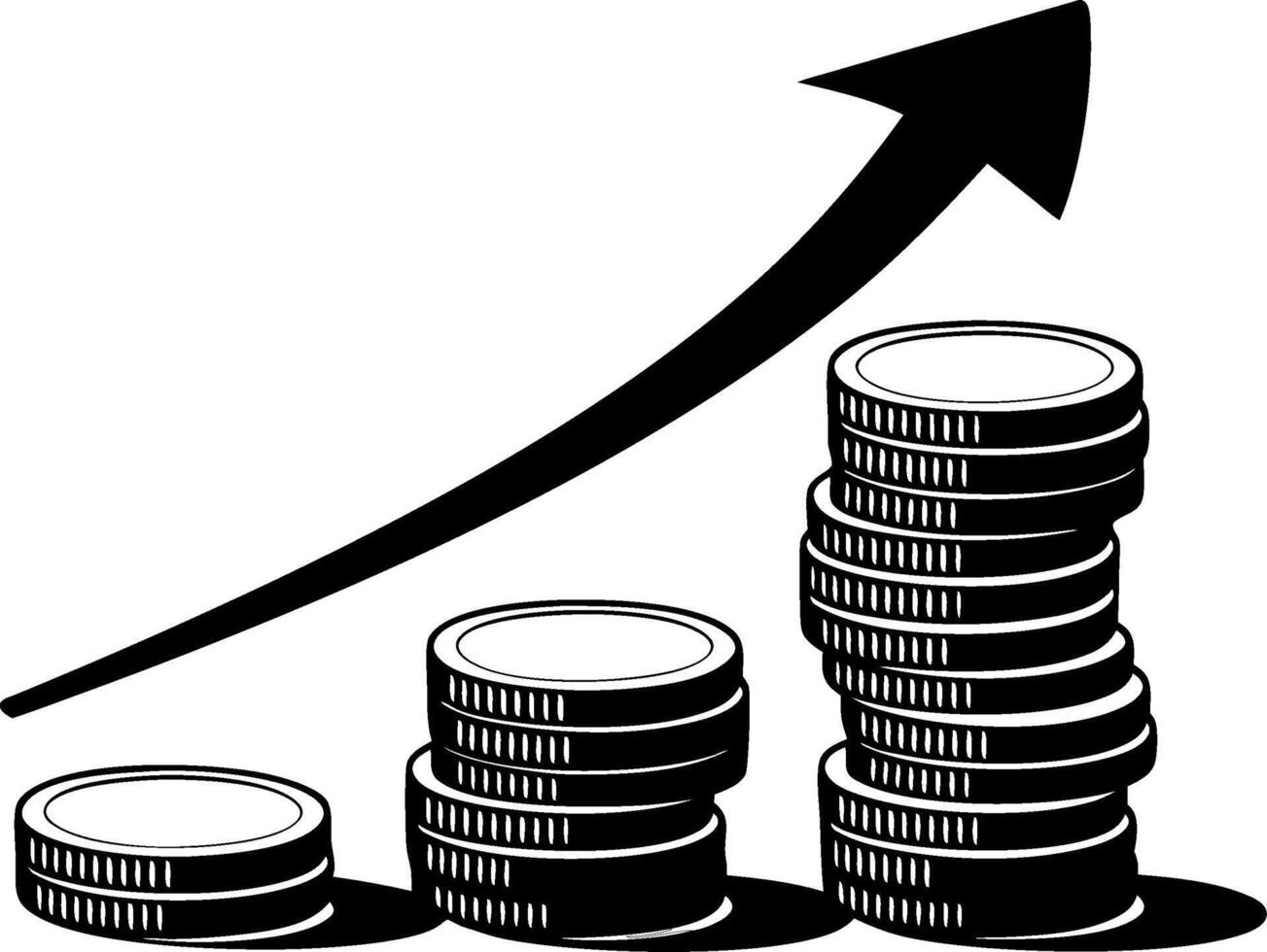 Financial Growth Concept Coin Stacks Upward Arrow Illustration vector