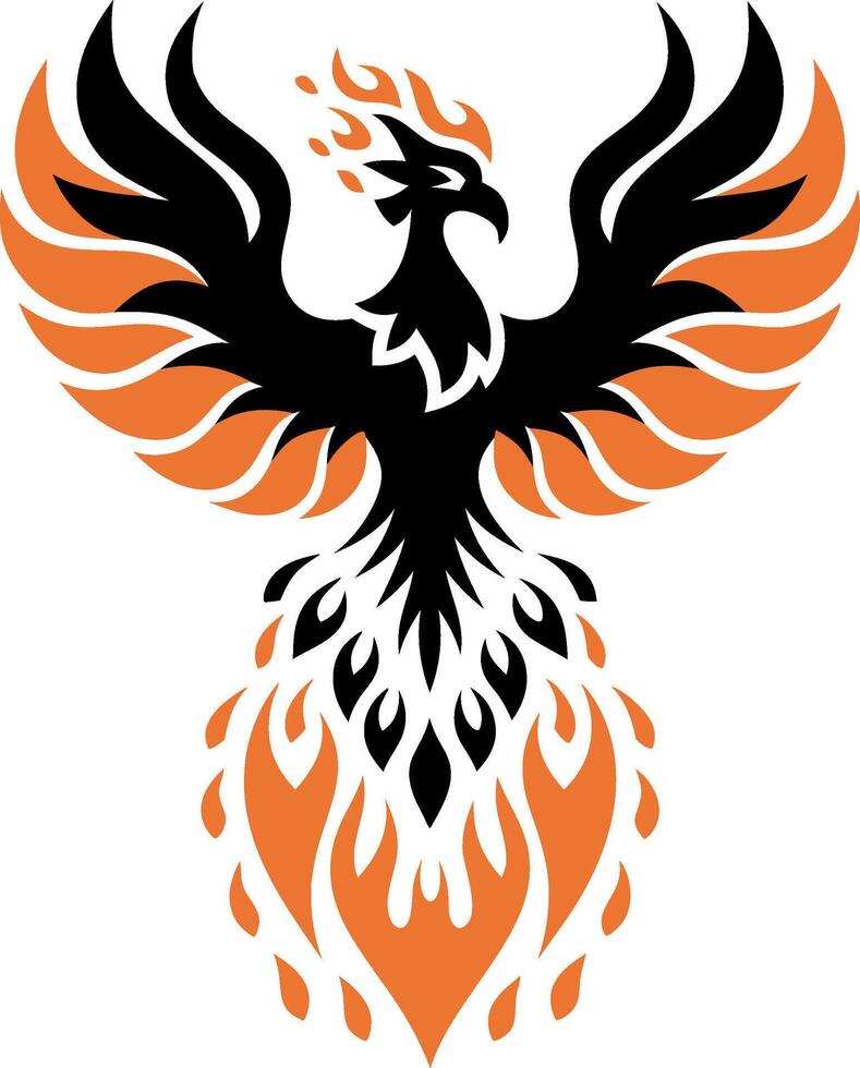 Fiery Phoenix Art Symbolizing Rebirth and Strength vector