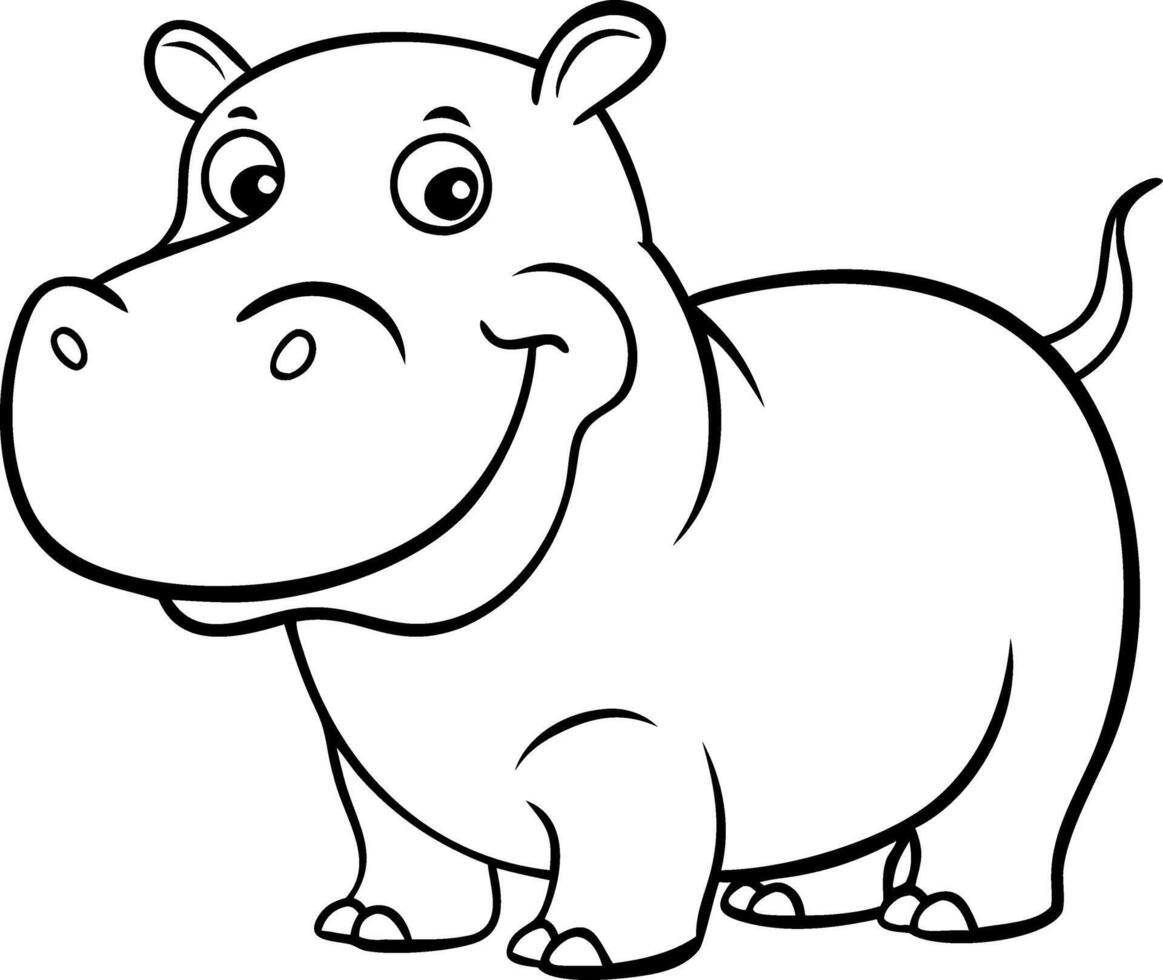 Cute Smiling Hippopotamus Illustration for Kids Art and Coloring Pages vector