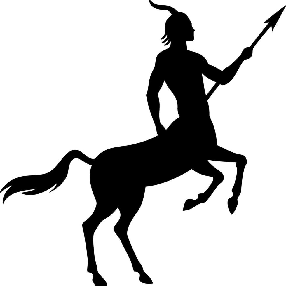 Centaur Silhouette Mythical Creature with Spear Illustration vector