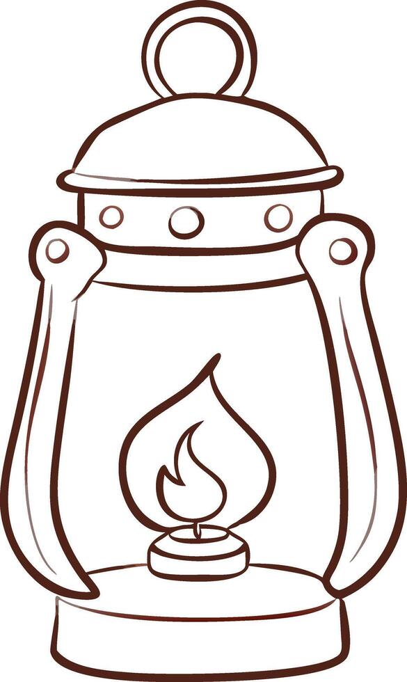 Vintage Lantern Line Art Illustration Traditional Oil Lamp Design vector