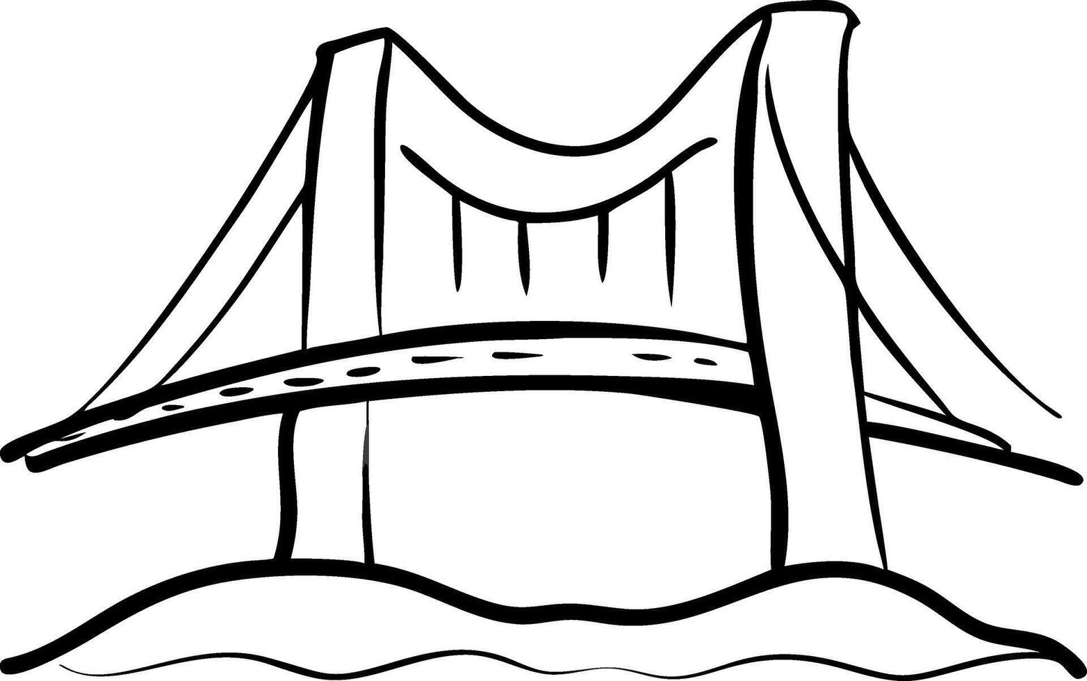 ic Suspension Bridge Illustration for Architectural and Engineering Design vector