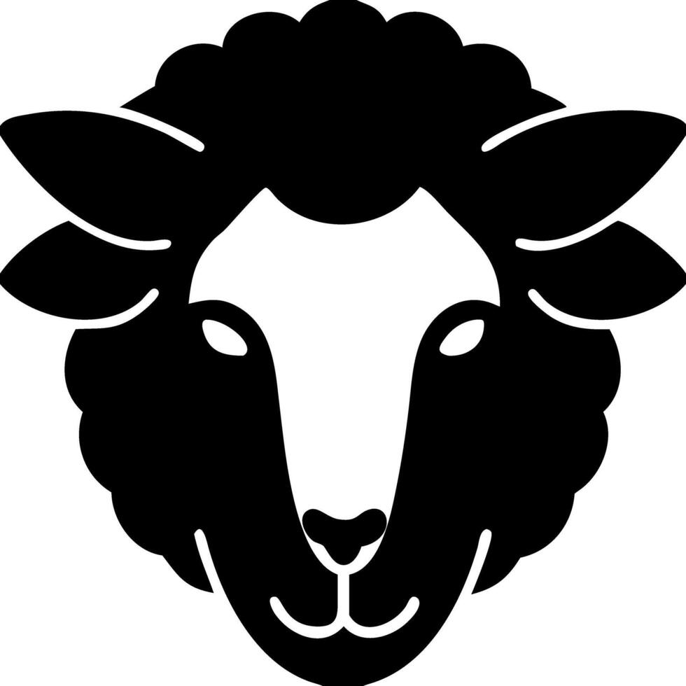 Silhouette Sheep Face Farm Animal Symbol Minimalist Design vector