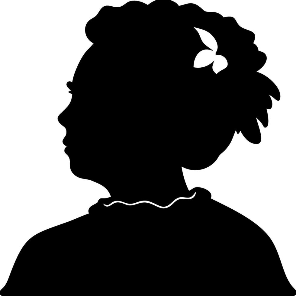 Silhouette of Woman with Hair Bun and Flower Outline Portrait vector