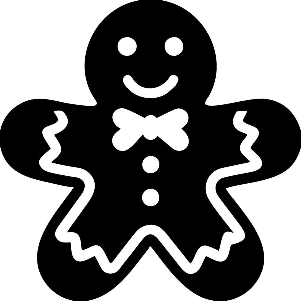 Gingerbread Cookie with Happy Face and Bow Tie for Holiday Themes vector