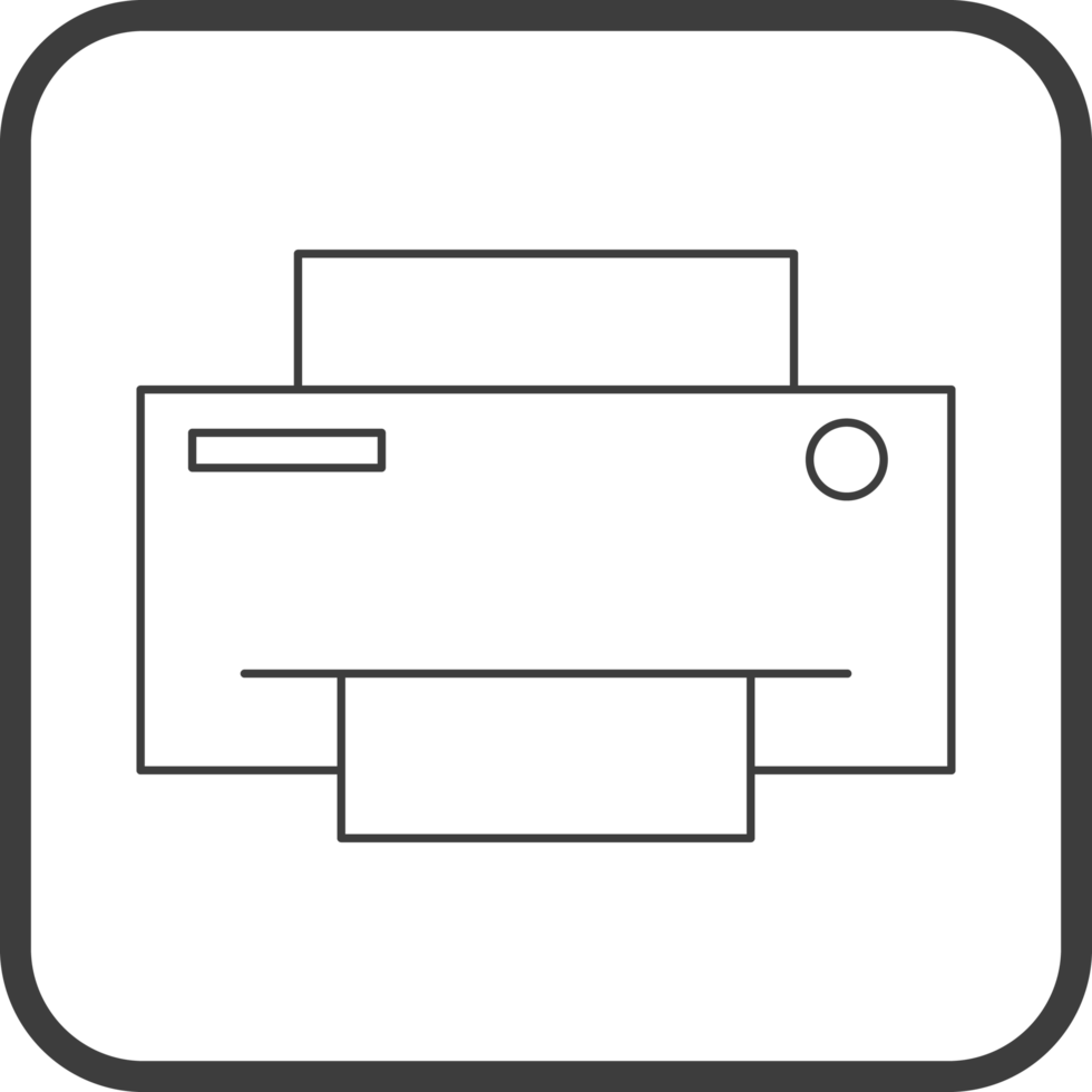 printer icon in line black square frames, line icon png
