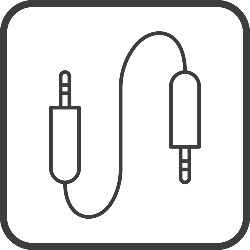 audio cable icon in line black square frames, line icon png