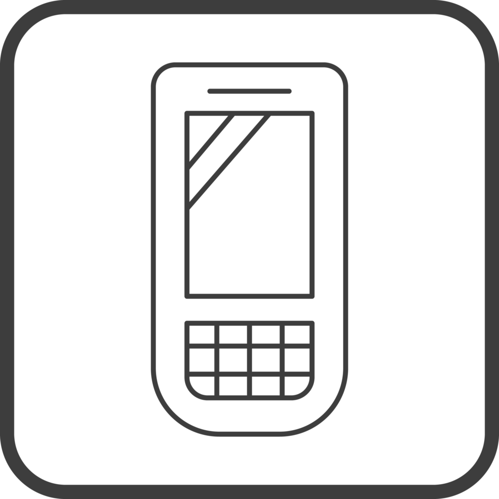 mobile phone icon in line black square frames, line icon png