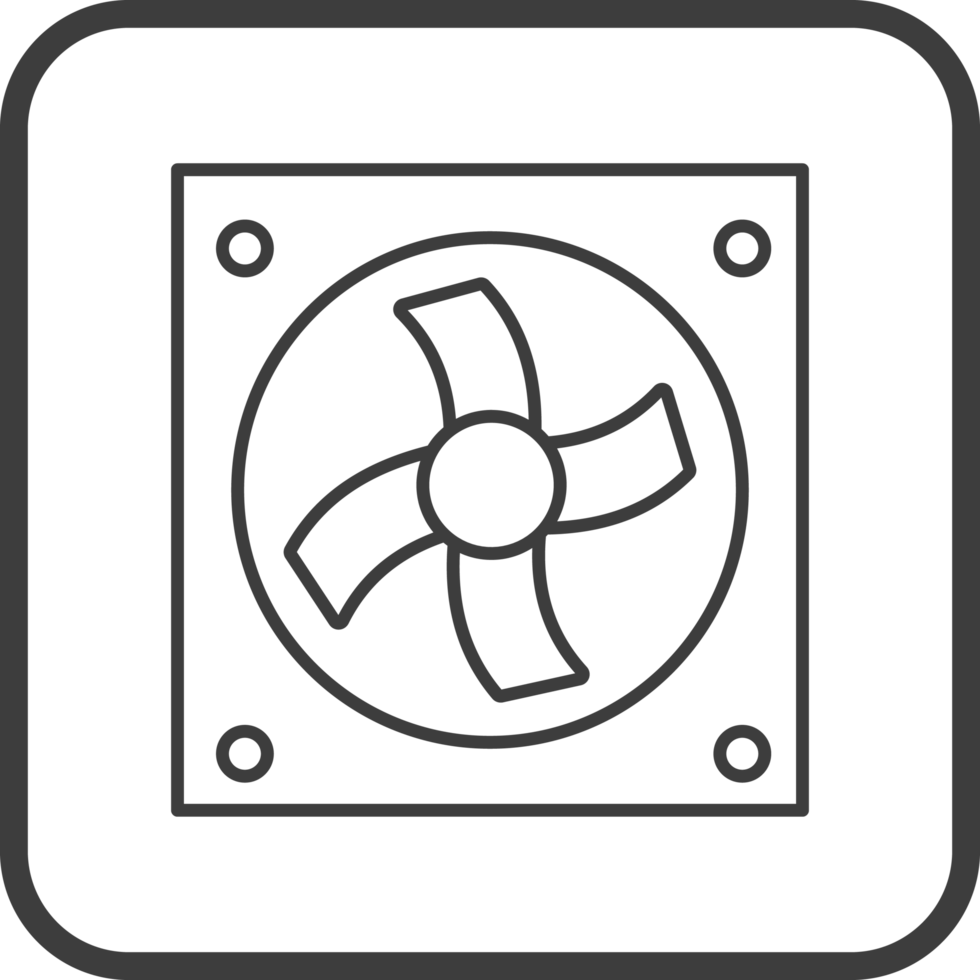 cooling fan computer icon in line black square frames, line icon png