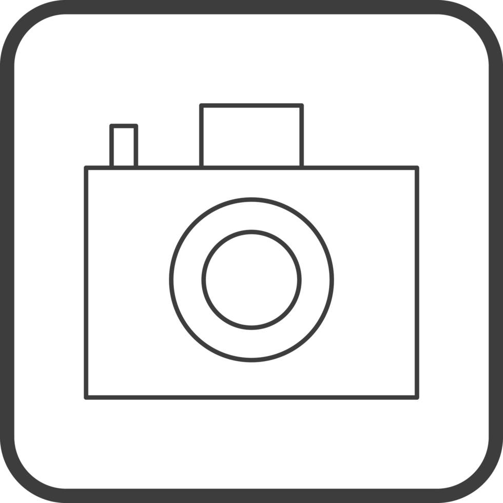 camera icon in line black square frames, line icon png