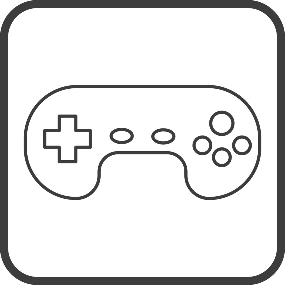 controller game icon in line black square frames, line icon png