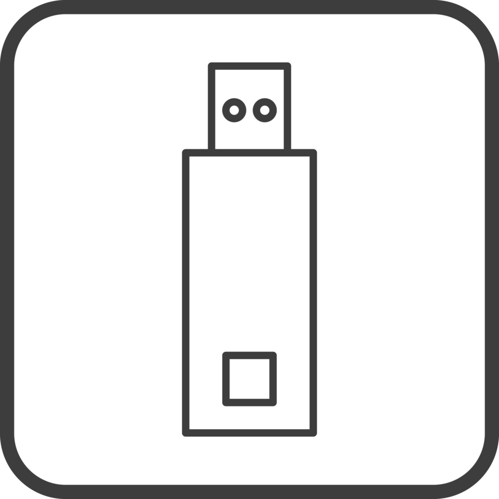 usb stick icon in line black square frames, line icon png