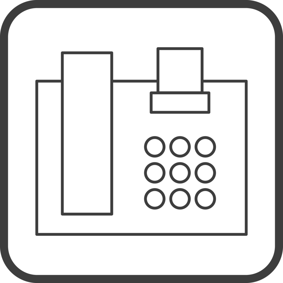 fax icon in line black square frames, line icon png