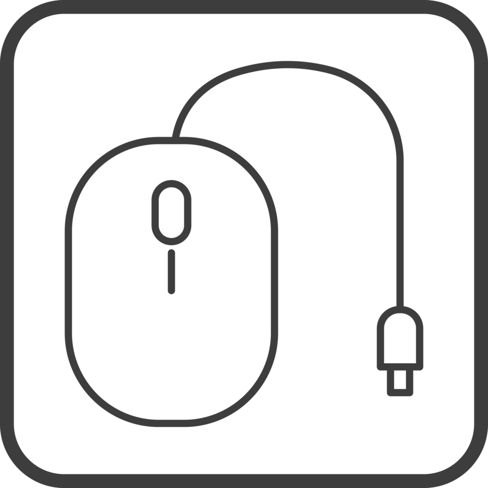 mouse computer icon in line black square frames, line icon png