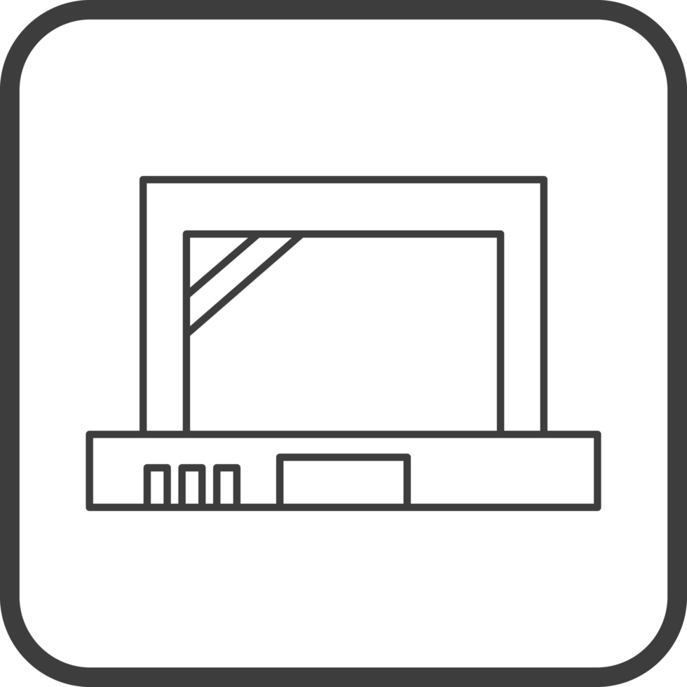 laptop icon in line black square frames, line icon png