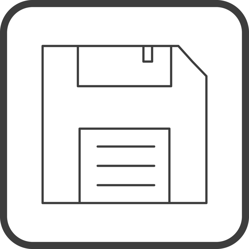 floppy disk icon in line black square frames, line icon png