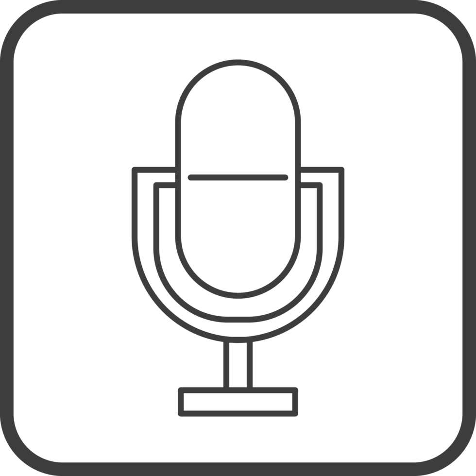 microphone computer icon in line black square frames, line icon png