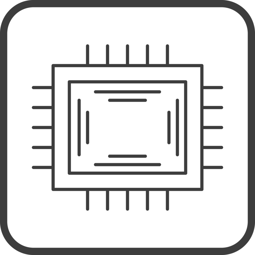 CPU icon in line black square frames, line icon png