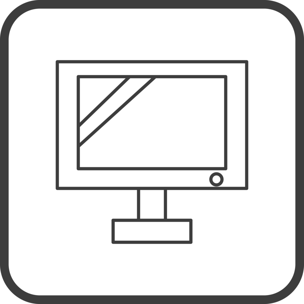 monitor computer icon in line black square frames, line icon png
