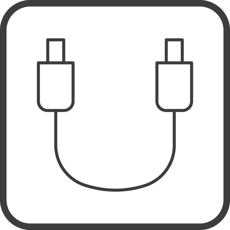 usb cable icon in line black square frames, line icon png