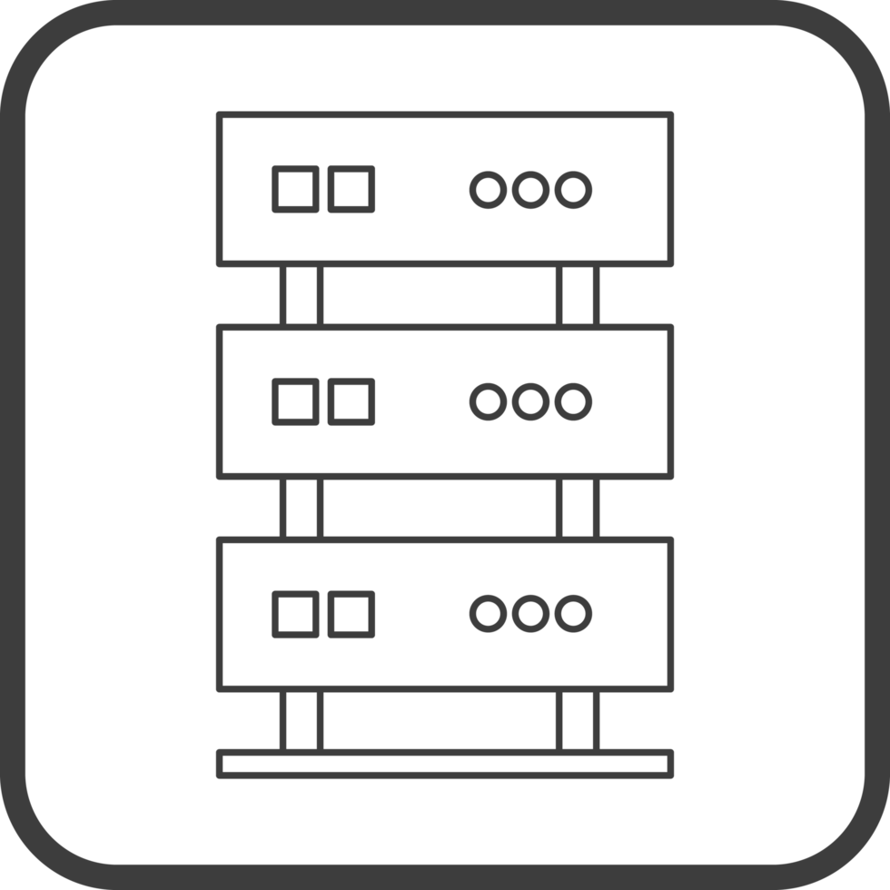 server rack icon in line black square frames, line icon png